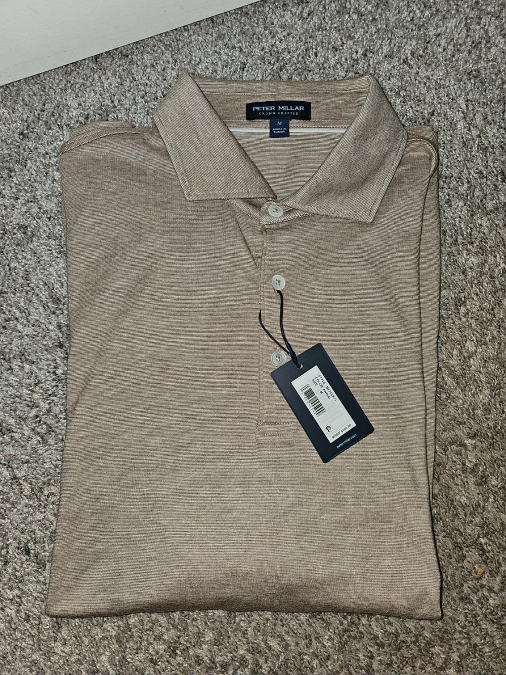 Peter Millar Men's Tan Heather Polo Shirt - Picture 3 of 3